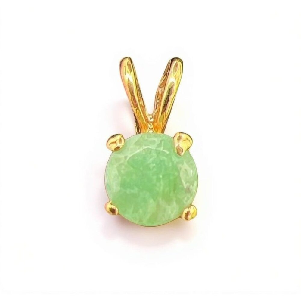 Gold-Plated Emerald Pendant Charm With Oval Stone Design